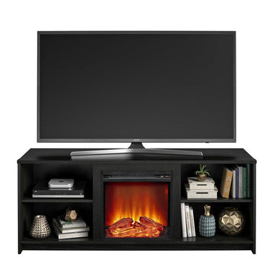 Mainstays Fireplace TV Stand for TVs up to 65", Black Oak!! NEW IN BOX!!