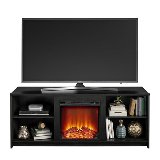 Mainstays Fireplace TV Stand for TVs up to 65", Black Oak!! NEW IN BOX!!