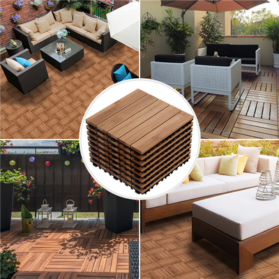 Yaheetech Pack of 27 Fir Wood Flooring Tiles Interlocking Wood Tiles Indoor & Outdoor For Patio Garden Deck Poolside 12''x 12''Brown**New in Box**