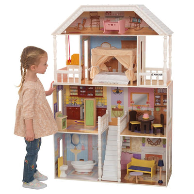 KidKraft Savannah Wooden Dollhouse, over 4 feet Tall with Porch Swing and 14 Accessories**New in Box**