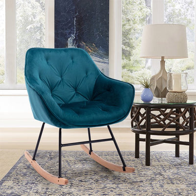 MASBEKTE Rocking Recliner Chair with Arms Indoor Upholstered Chair Arm Lounge Chair Accent Chair in Home Teal(set of 2)**New in box**
