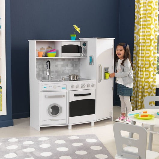 REDUCED!!! KidKraft Large Wooden Play Kitchen with Lights & Sounds, Icemaker, Play Phone - White**New in Box**