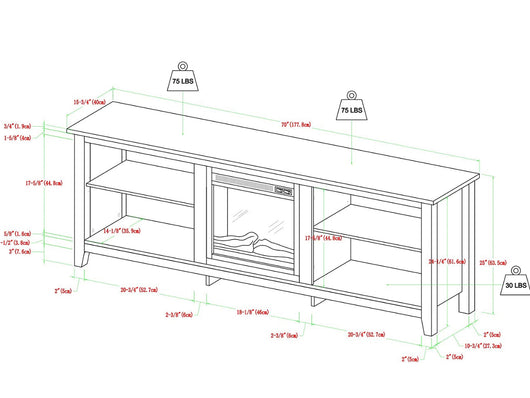 Walker Edison Wren Classic 4 Cubby Fireplace TV Stand for TVs up to 80 Inches, 70 Inch, Espresso!  -Brand new & Assembled but does have some small defect forms shipping, a crack across the top, photos shown
