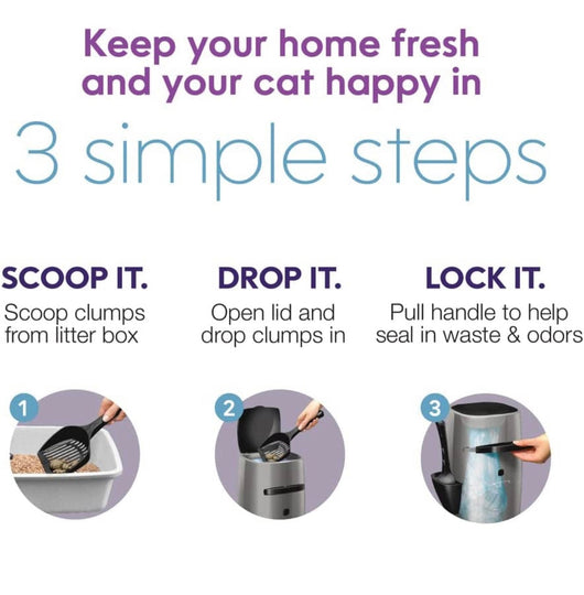 Litter Genie Plus Pail, Ultimate Cat Litter Disposal System, Locks Away odors, Includes One Refill, Black,Small- BRAND NEW!!!