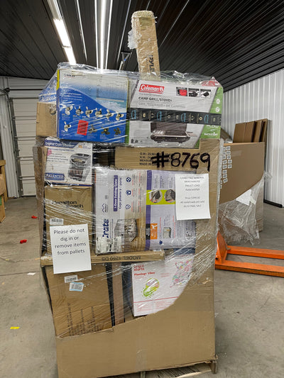Jumbo huge liquidation pallet- over 7 ft tall ! Pallet number 8769
