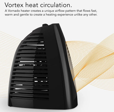 Vornado MVH Vortex Heater with 3 Heat Settings, Adjustable Thermostat, Tip-Over Protection, Auto Safety Shut-Off System, Whole Room, Black- NEW IN BOX!!!
