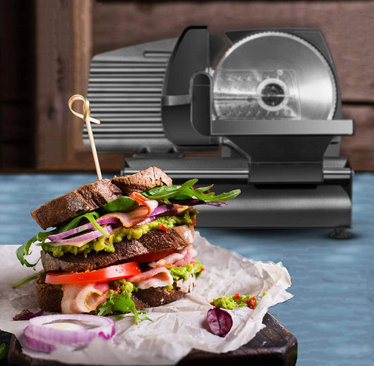 Chefman Die-Cast Electric Meat & Deli Slicer, A Powerful Machine with Adjustable Slice Thickness, Stainless Steel Blades & Safe Non-Slip Feet To Easily Cut Ham, Cheese, Bread, Fruit & Veggies At Home- NEW IN BOX!!!
