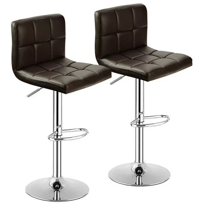 Costway Set of 2 Bar Stools Adjustable PU Leather Swivel Kitchen Counter Bar Chair Brown!! NEW AND ASSEMBLED!!