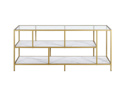 Evelyn&Zoe Classic 55" Brass TV Stand with Faux Marble Shelves- NEW IN BOX!!!!