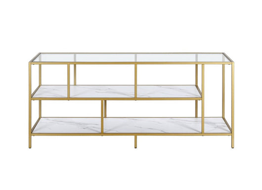 Evelyn&Zoe Classic 55" Brass TV Stand with Faux Marble Shelves- NEW IN BOX!!!!
