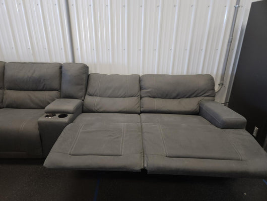 Argento 6-piece Fabric Power Reclining Sectional with Power Headrests!! NEW AND ASSEMBLED, MISSING ONE CUP HOLDER AND HAS MINOR FRAY IN ONE THREAD ALL FROM SHIPPING!!
