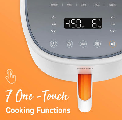 COSORI Air Fryer 4 Qt, 7 Cooking Functions Airfryer, 150+ Recipes on Free App, 97% less fat Freidora de Aire, Dishwasher-safe, Designed for 1-3 People, Lite 4.0-Quart Smart Air Fryer, White- NEW