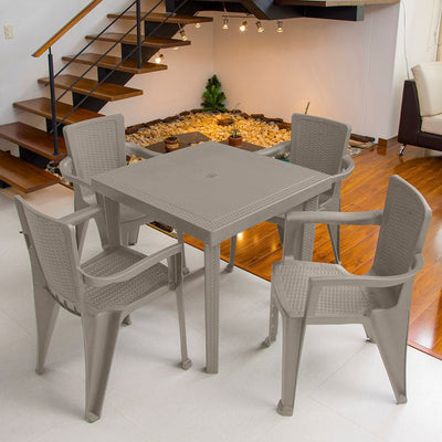 MQ Infinity PP Resin 5 - Piece Outdoor Patio Table and Chairs Set, Taupe**New in Box**