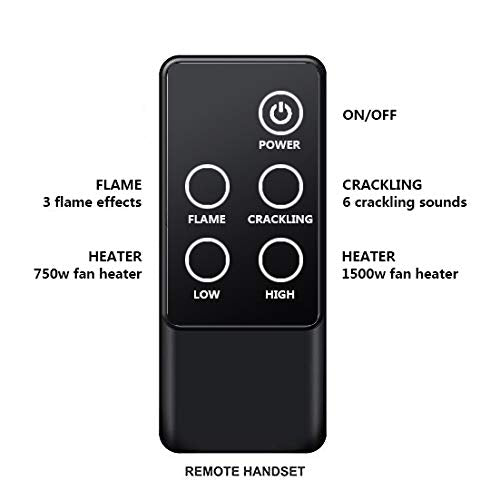 PuraFlame Klaus Electric Fireplace Insert with Fire Crackling Sound, Glass Door and Mesh Screen, 750/1500W, Black, 33 1/16 Inches Wide, 21 Inches High**New in box**