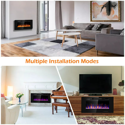 Costway 36'' Electric Fireplace Recessed Ultra Thin Wall-Mounted Heater w/Multicolor Flame!  -Brand new in the box