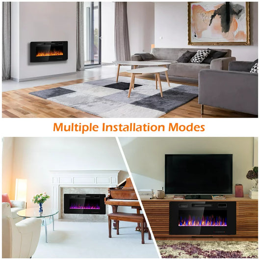 Costway 36'' Electric Fireplace Recessed Ultra Thin Wall-Mounted Heater w/Multicolor Flame!  -Brand new in the box