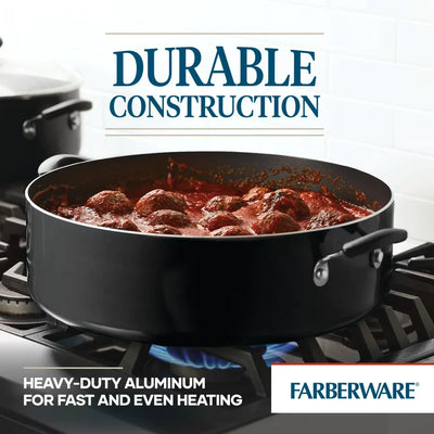 Farberware Easy Clean Aluminum Nonstick Covered Family Pan, 14-inch, Black **New**