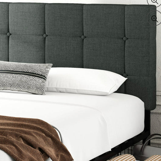 Amolife Full Size Platform Bed Frame with Headboard and 4 Storage Drawers, Button Tufted Style, Dark Grey, Mattress Not Included- NEW IN BOX!!!!