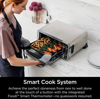 Ninja Foodi Smart 13-in-1 Dual Heat Air Fry Countertop Oven, Dehydrate, Reheat, Smart Thermometer, 1800-watts, Silver!! NEW IN BOX!!