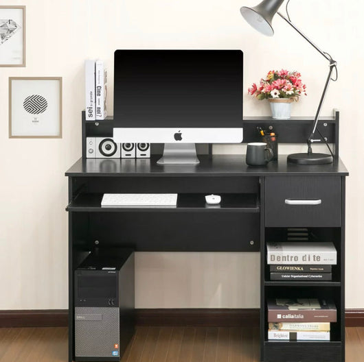 Ktaxon Wood Black Computer Desk For Office Laptop, PC Work Table With Home Drawer & Keyboard Tray- NEW IN BOX!!!