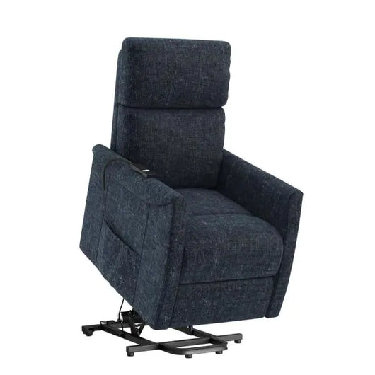 ProLounger (Brand Rating: 4.0/5) Petite Denim Blue Chenille Fabric Power Lift Recliner**New**