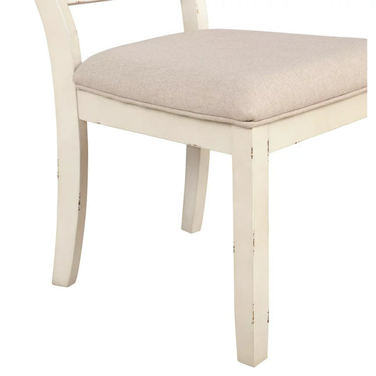 Roundhill Furniture Prato 3-Piece Round Dining Table Set with Cross Back Chairs, Antique White and Distressed Oak! (SOLID WOOD)  -Brand new & Assembled (Must Bring Pick up or Trailer for pick up)