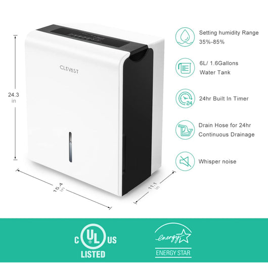 CLEVAST 3,000 Sq. Ft Energy Star 35 Pints Dehumidifier with Reusable Air Filter- open box item