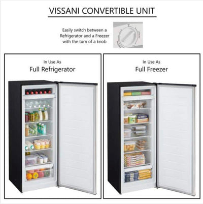 Vissani 7 cu. ft. Convertible Upright Freezer in Stainless Steel Look!! NEW OUT OF BOX, SCRATCHED AND DENTS FROM SHIPPING(PHOTOS SHOWN)!!