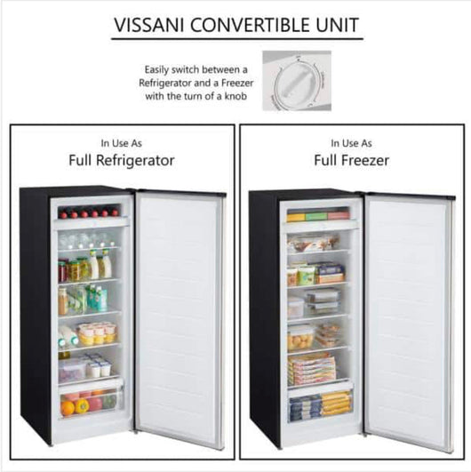 Vissani 7 cu. ft. Convertible Upright Freezer in Stainless Steel Look!! NEW OUT OF BOX, SCRATCHED AND DENTS FROM SHIPPING(PHOTOS SHOWN)!!
