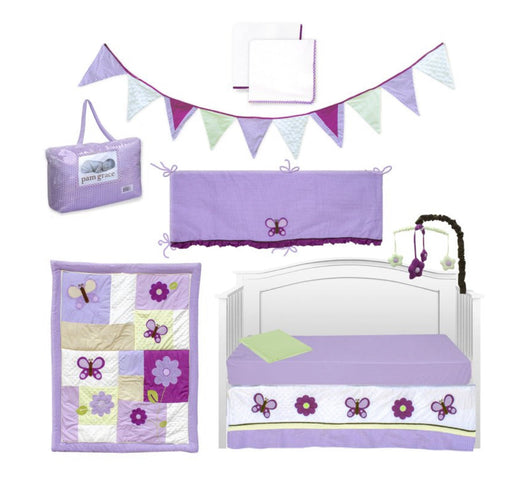 Pam Grace Creations Butterfly Lavender 10 Piece Crib Bedding Set- NEW IN BAG!!!