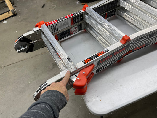 SALVAGE SPECIAL!!!Little Giant Ladders, Velocity with Wheels, M22, 22 Ft, Multi-Position Ladder, Aluminum, Type 1A, 300 lbs Weight Rating- shipping damage - please see pics