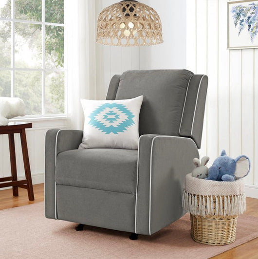 Baby Relax Robyn Rocker Recliner Chair, Nursery Furniture, Gray Linen- NEW AND ASSEMBLED!!!