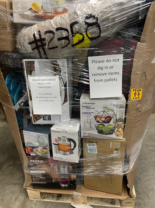 Jumbo huge liquidation pallet- over 7 ft tall ! Pallet number 2358