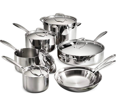 Tramontina 80116/249DS Gourmet Stainless Steel Induction-Ready Tri-Ply Clad 12-Piece Cookware Set, NSF-Certified, Made in Brazil!