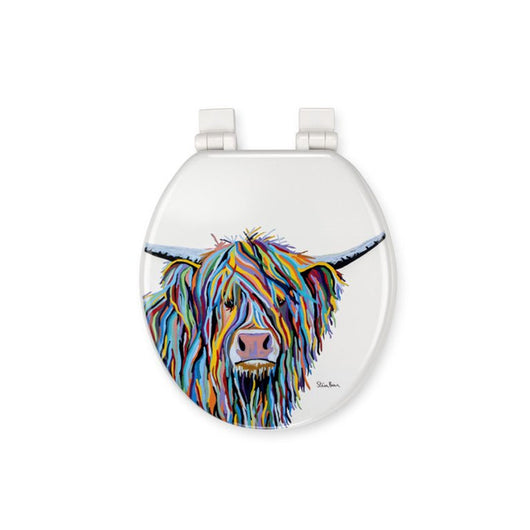 Croydex Angus McCoo 19",Wooden Printed,Elongated Toilet Seat,Artwork by Steven Brown**New in Box**