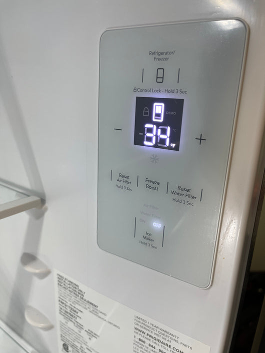 Frigidaire 17.6-cu ft Counter-depth French Door Refrigerator with Ice Maker (Brushed Steel) ENERGY STAR Item #4142878 Model #FRFG1723AV- scratch and dent unit - minor shipping cosmetic scratches- see pics please