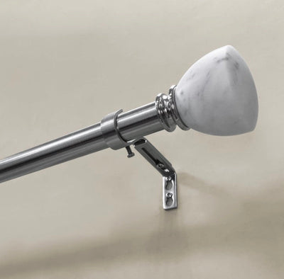 Better Homes & Gardens 1” White Marble Knob Single Curtain Rod, Brushed Nickel, 42"-120"- NEW IN BOX!!!