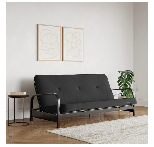 Caddie 6” Thermobonded High Density Polyester Fill Futon Mattress, Full, Black Linen**New in box** (Mattress Only)