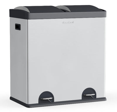 Step N' Sort 2 Compartment Kitchen Garbage Can & Recycling Bin, Silver, 16 gal- NEW OUT OF BOX!!!