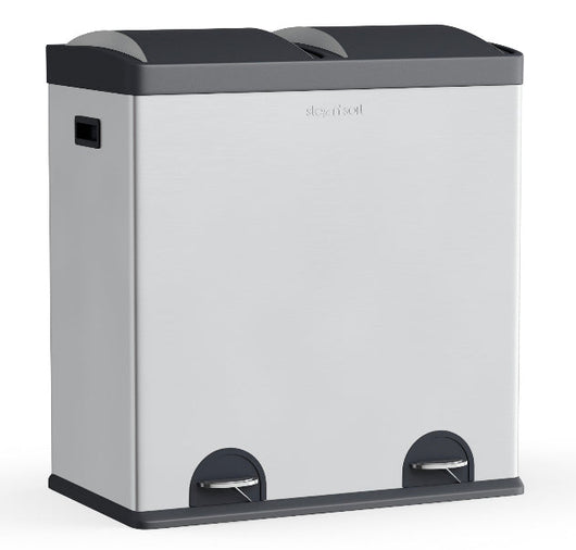Step N' Sort 2 Compartment Kitchen Garbage Can & Recycling Bin, Silver, 16 gal- NEW OUT OF BOX!!!