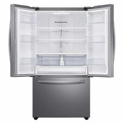 Samsung 28 cu. ft. Large Capacity 3-Door French Door Refrigerator (brand new still in plastic. Minor dent on the side- photos shown)