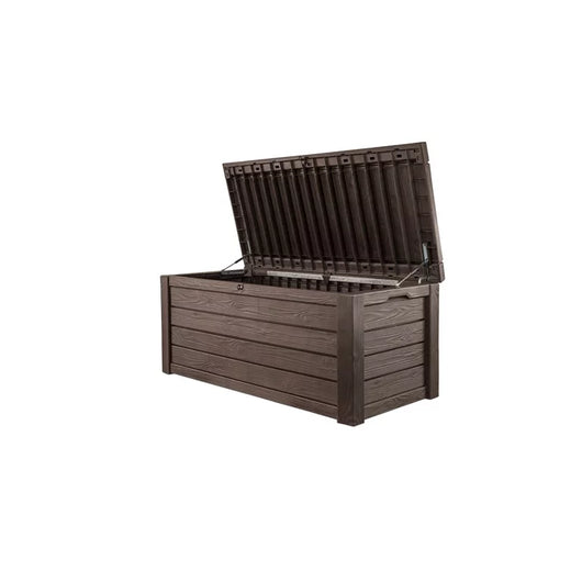 Keter Westwood Outdoor Storage 150 Gallon Resin Deck Box and Bench, Brown**New in box**