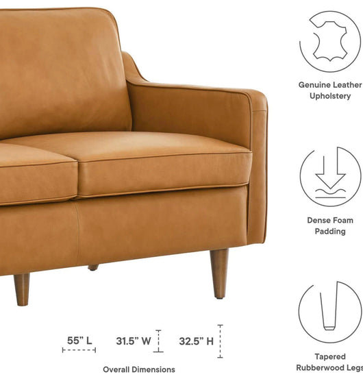 Modway Impart Upholstered Leather Loveseat, Tan!! NEW AND ASSEMBLED!!