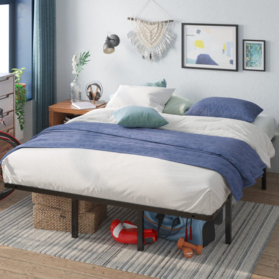 ZINUS SmartBase Euro Slats Mattress Foundation / 14 Inch Metal Platform Bed Frame / No Box Spring Needed / Sturdy Steel & Wood Frame / Underbed Storage, Full- NEW IN BOX!!!