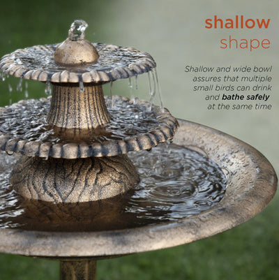 Alpine Corporation 3-Tiered Pedestal Outdoor Water Fountain and Bird Bath, Bronze- NEW IN BOX!!!