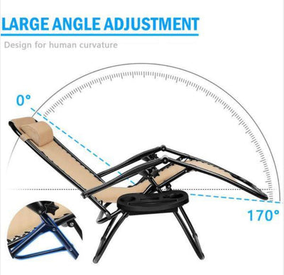 Folding Zero Gravity Steel Outdoor Patio Premier Recliner Gravity Chair with Pillow and Cup Holder (2-Pack)!! BRAND NEW!!