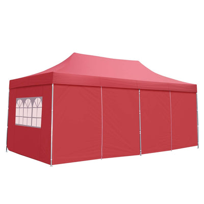 10x20 Ft Pop up Canopy Party Wedding Gazebo Tent Shelter with Removable Side Walls Red**New in box**