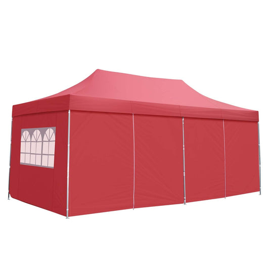 10x20 Ft Pop up Canopy Party Wedding Gazebo Tent Shelter with Removable Side Walls Red**New in box**