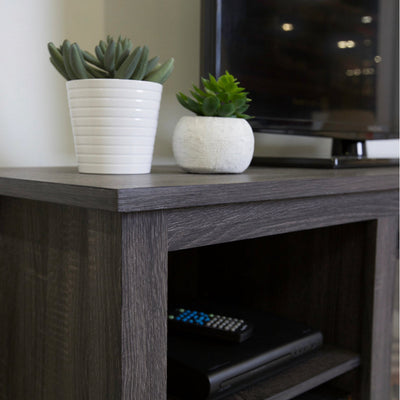 Walker Edison Charcoal Wood Fireplace Tv Stand, For TV’S Up Too 60”, Black!! NEW IN BOX!!