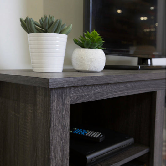 Walker Edison Charcoal Wood Fireplace Tv Stand, For TV’S Up Too 60”, Black!! NEW IN BOX!!